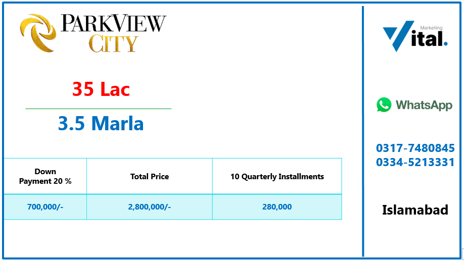 3.5 marla plot of sale in park view city islamabad